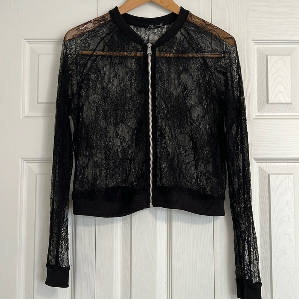 Zara lace zip up jacket top